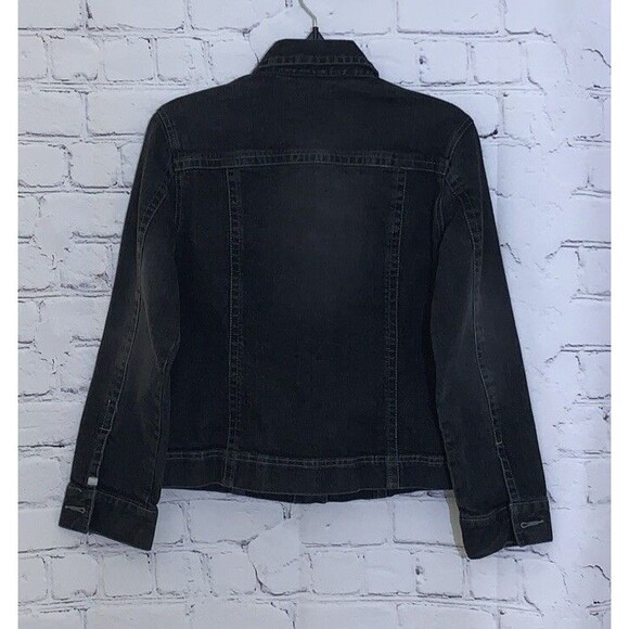 Chico’s Platinum Women's 0 Jacket X-Small 4 Trucker Black Denim - Picture 2 of 7